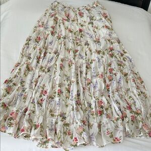 Denim & Supply Ralph Lauren Floral Maxi Skirt in Cream and Pink M loose threads
